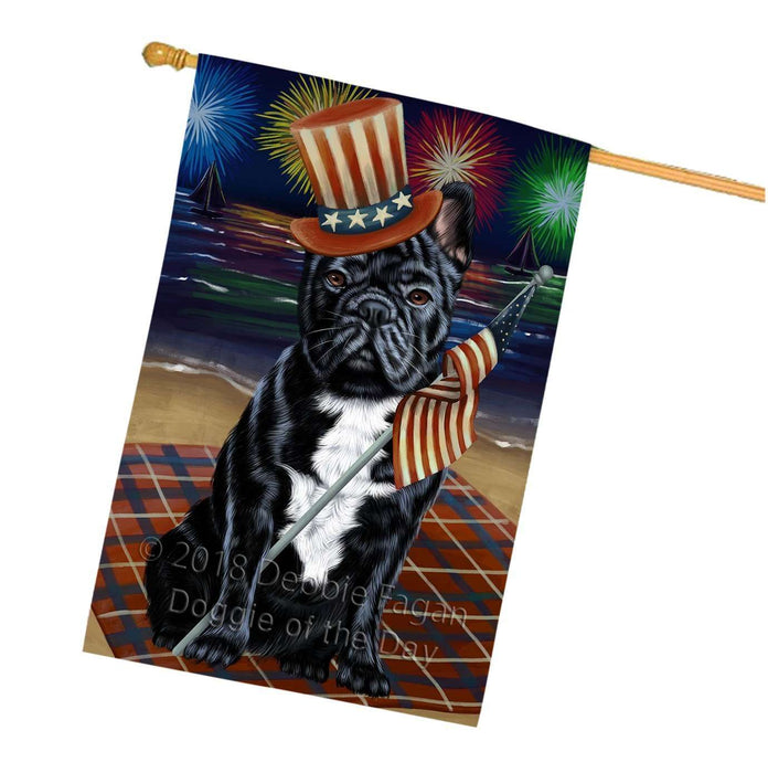 4th of July Independence Day Firework French Bulldog House Flag FLG48866