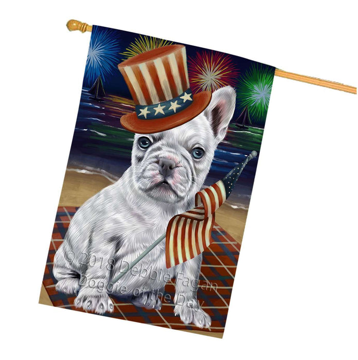 4th of July Independence Day Firework French Bulldog House Flag FLG48868