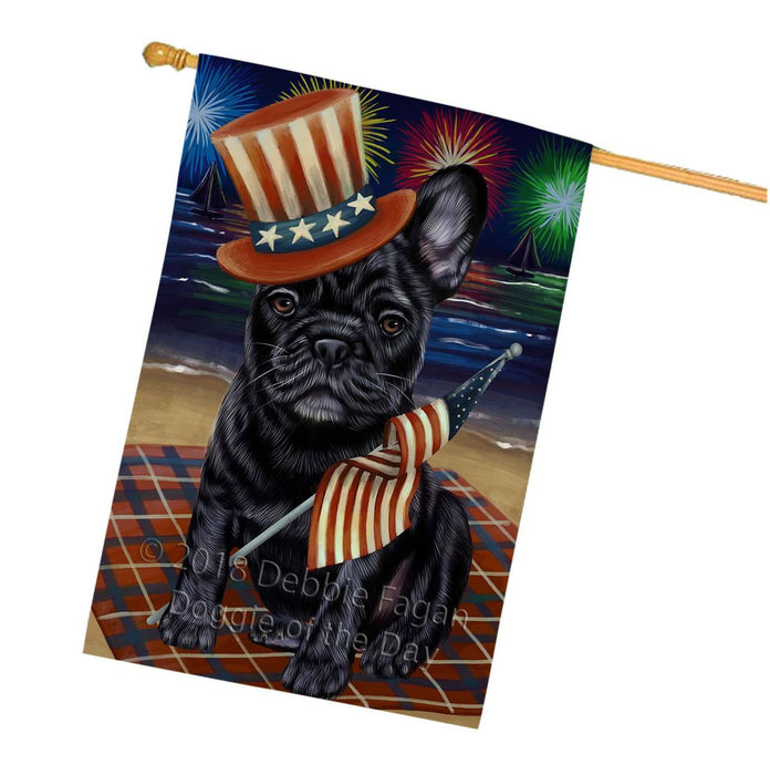 4th of July Independence Day Firework French Bulldog House Flag FLG48869