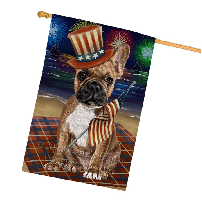 4th of July Independence Day Firework French Bulldog House Flag FLG48870