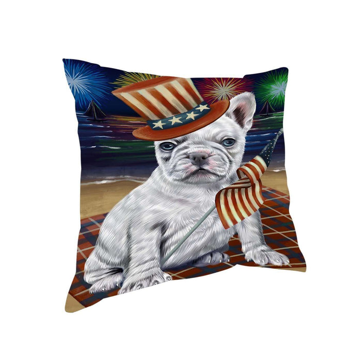 4th of July Independence Day Firework French Bulldog Pillow PIL51468
