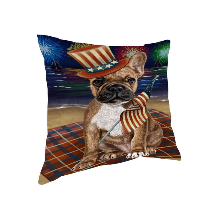 4th of July Independence Day Firework French Bulldog Pillow PIL51476
