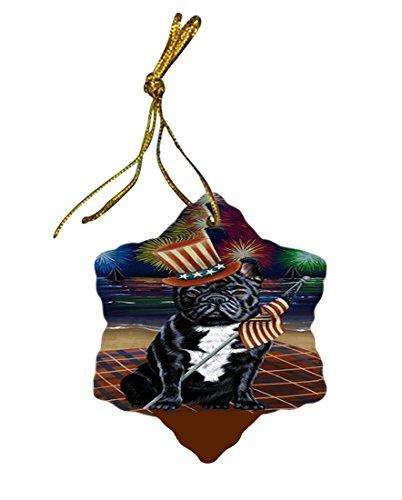 4th of July Independence Day Firework French Bulldog Star Porcelain Ornament SPOR48893