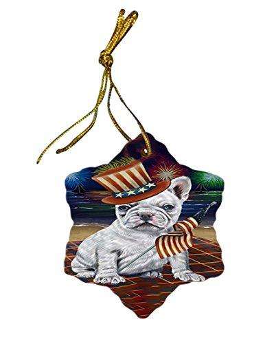 4th of July Independence Day Firework French Bulldog Star Porcelain Ornament SPOR48895
