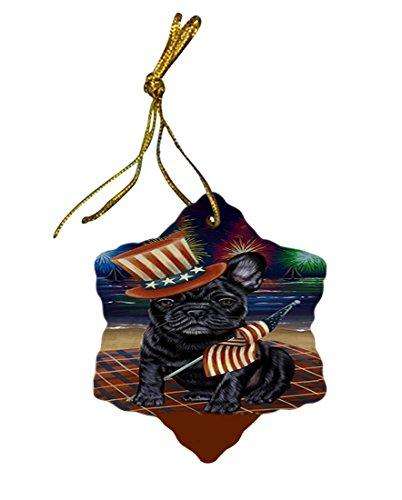 4th of July Independence Day Firework French Bulldog Star Porcelain Ornament SPOR48896