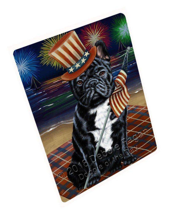 4th of July Independence Day Firework French Bulldog Tempered Cutting Board C50571