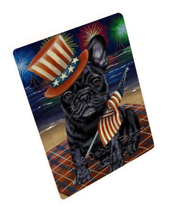 4th of July Independence Day Firework French Bulldog Tempered Cutting Board C50580