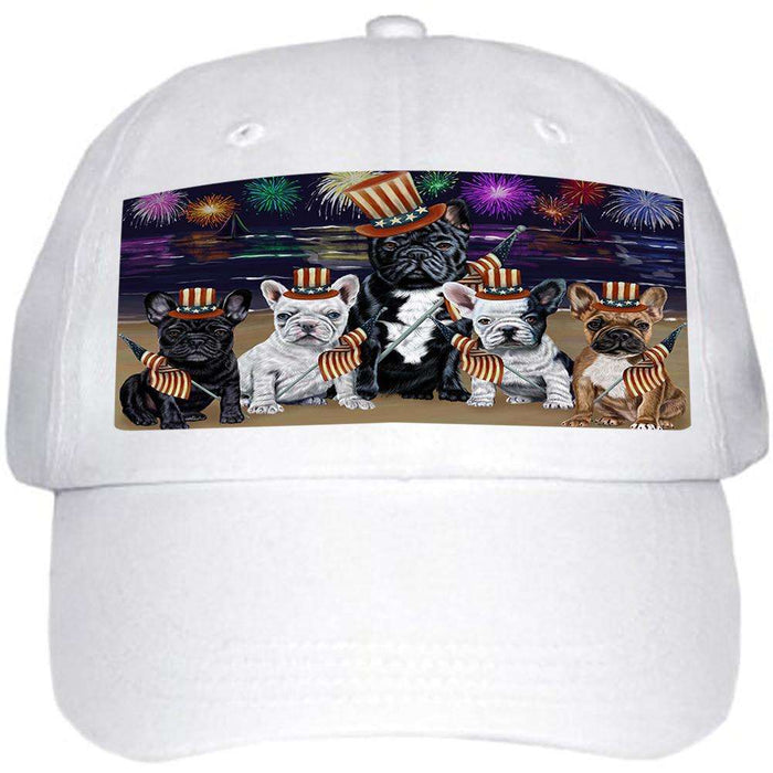 4th of July Independence Day Firework French Bulldogs Ball Hat Cap HAT50439