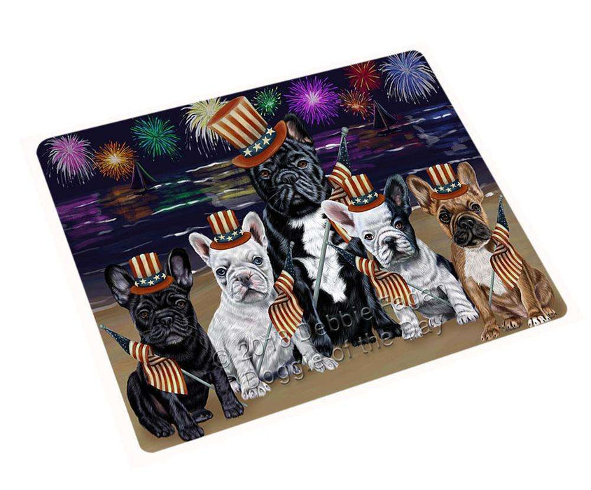 4th of July Independence Day Firework French Bulldogs Blanket BLNKT55722 (37x57 Sherpa)