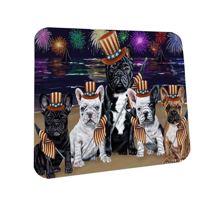 4th of July Independence Day Firework French Bulldogs Coasters Set of 4 CST48861