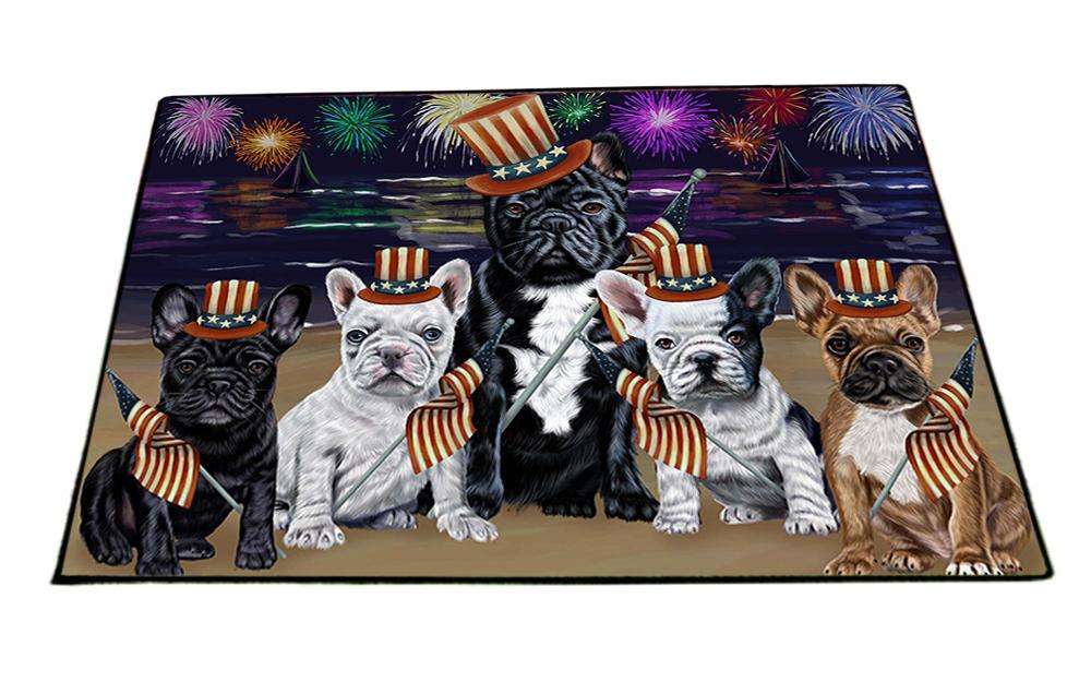 4th of July Independence Day Firework French Bulldogs Floormat FLMS49407