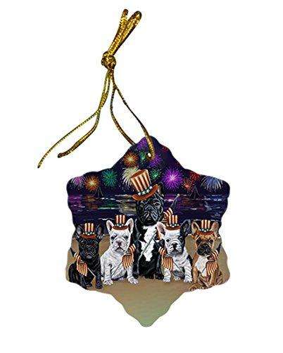4th of July Independence Day Firework French Bulldogs Star Porcelain Ornament SPOR48894