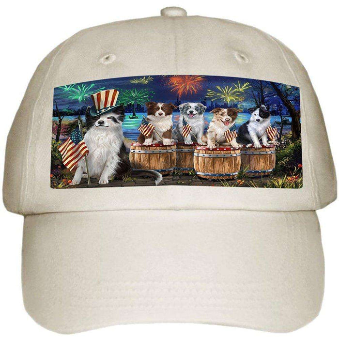 4th of July Independence Day Firework Gathering Border Collie Dogs Ball Hat Cap HAT49401