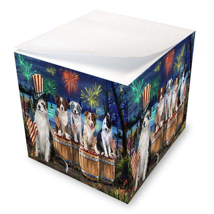 4th of July Independence Day Firework Gathering Border Collie Dogs Note Cube NOC48556