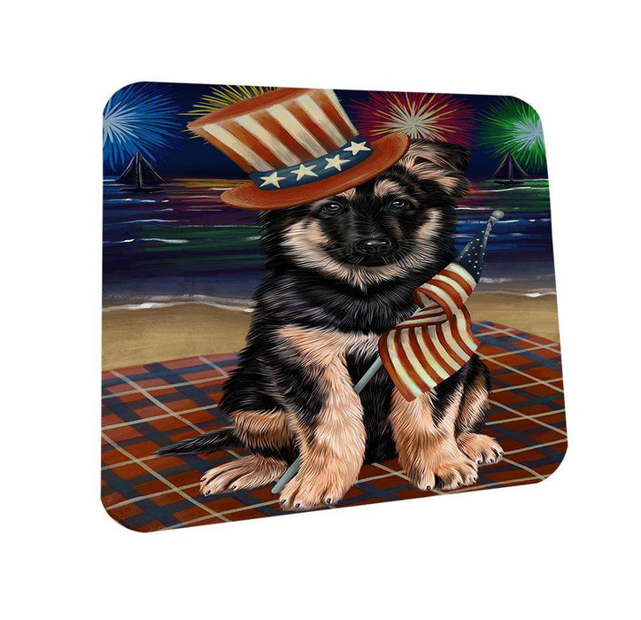 4th of July Independence Day Firework German Shepherd Dog Coasters Set of 4 CST48867
