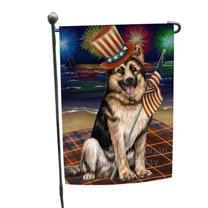 4th of July Independence Day Firework German Shepherd Dog Garden Flag GFLG48815