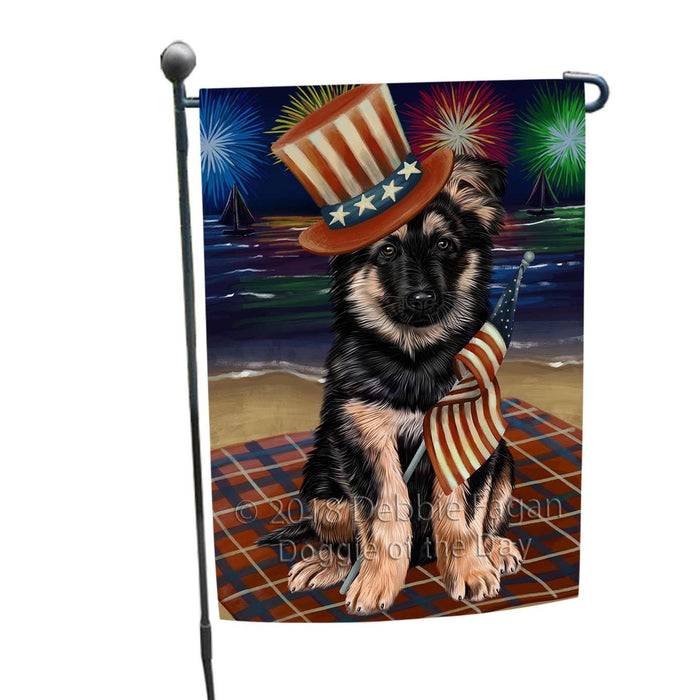 4th of July Independence Day Firework German Shepherd Dog Garden Flag GFLG48817