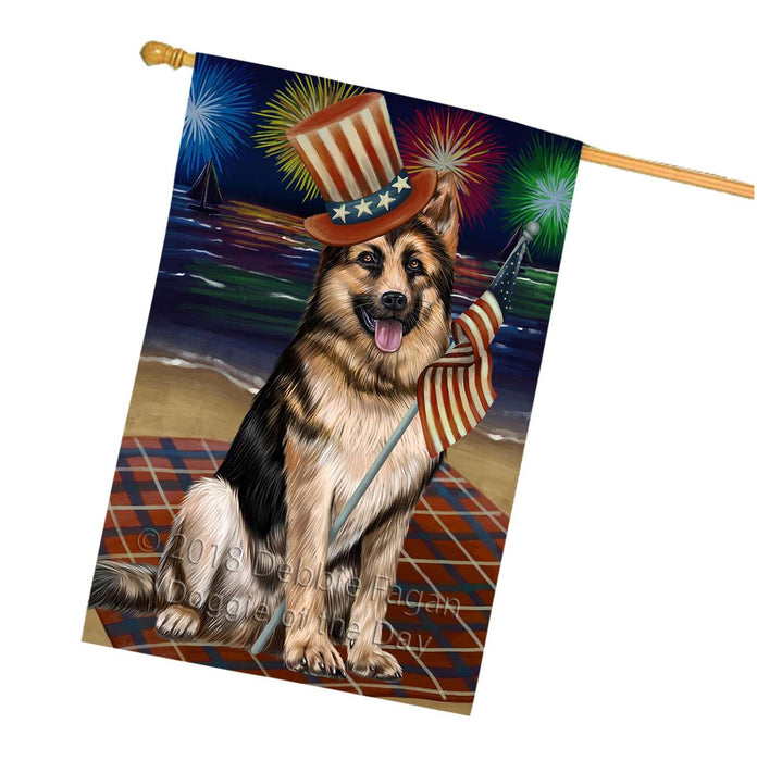 4th of July Independence Day Firework German Shepherd Dog House Flag FLG48871