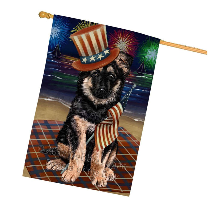4th of July Independence Day Firework German Shepherd Dog House Flag FLG48873