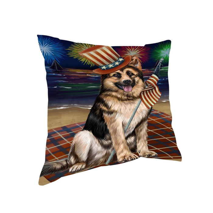 4th of July Independence Day Firework German Shepherd Dog Pillow PIL51480