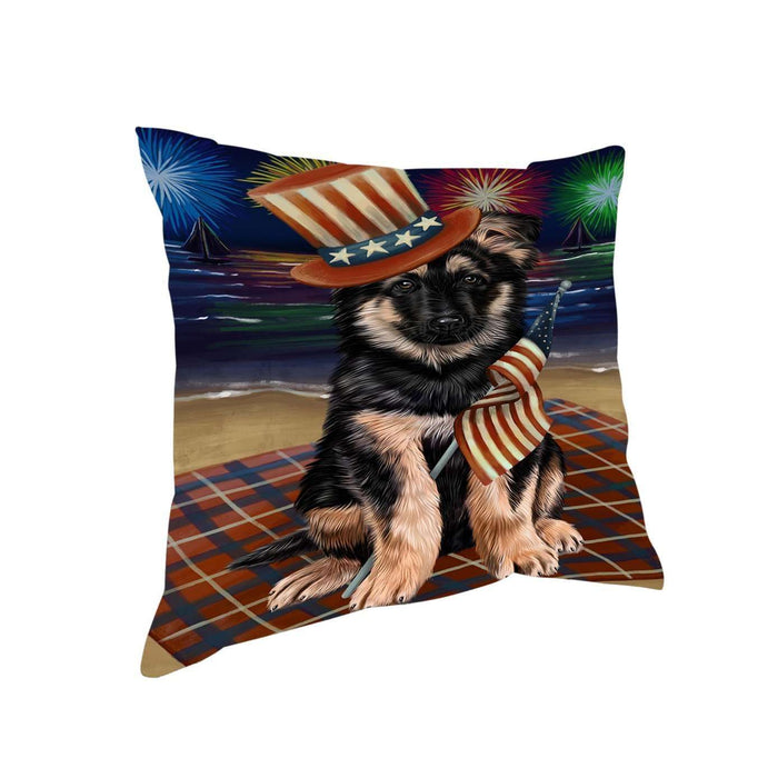 4th of July Independence Day Firework German Shepherd Dog Pillow PIL51488