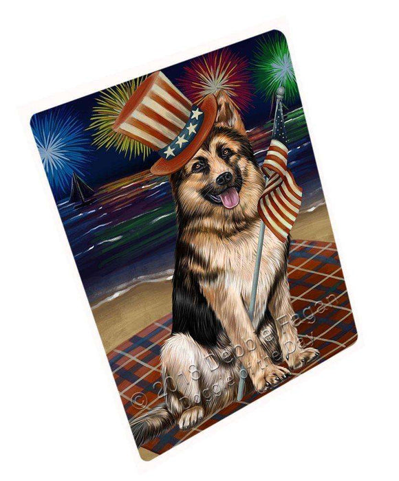 4th of July Independence Day Firework German Shepherd Dog Tempered Cutting Board C50586