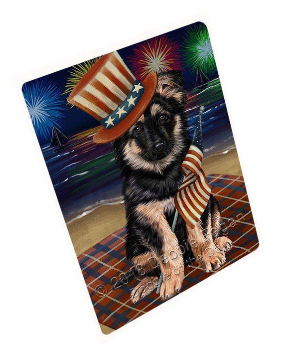 4th of July Independence Day Firework German Shepherd Dog Tempered Cutting Board C50592