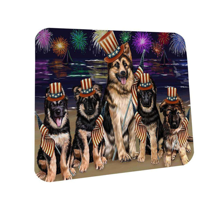 4th of July Independence Day Firework German Shepherds Dog Coasters Set of 4 CST48866