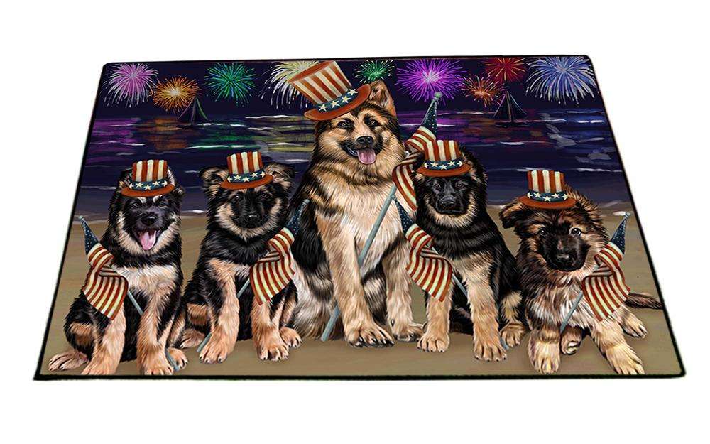4th of July Independence Day Firework German Shepherds Dog Floormat FLMS49410