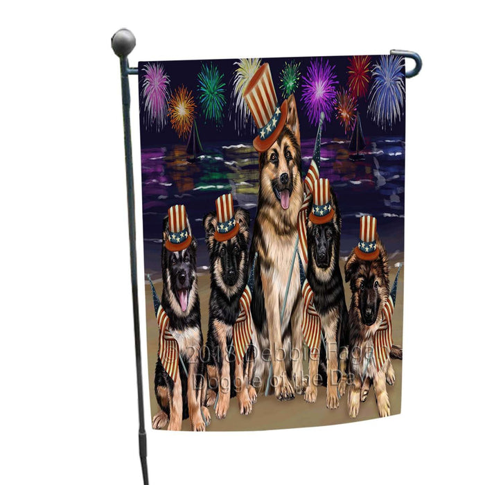 4th of July Independence Day Firework German Shepherds Dog Garden Flag GFLG48816