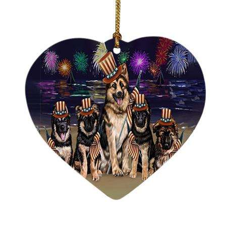 4th of July Independence Day Firework German Shepherds Dog Heart Christmas Ornament HPOR48907