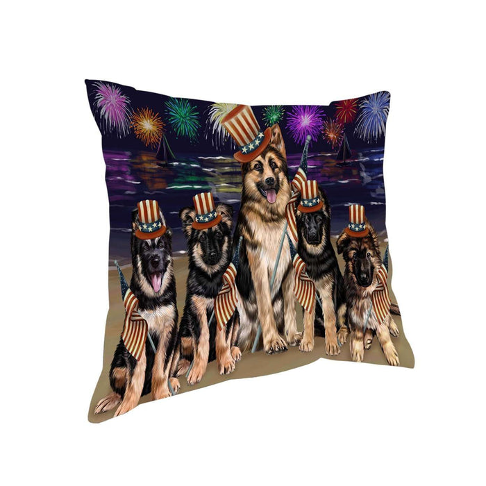 4th of July Independence Day Firework German Shepherds Dog Pillow PIL51484