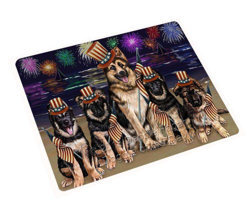 4th of July Independence Day Firework German Shepherds Dog Tempered Cutting Board C50589