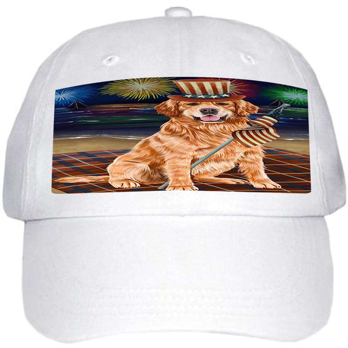 4th of July Independence Day Firework Golden Retriever Dog Ball Hat Cap HAT50460