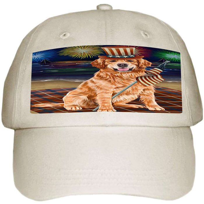 4th of July Independence Day Firework Golden Retriever Dog Ball Hat Cap HAT50460