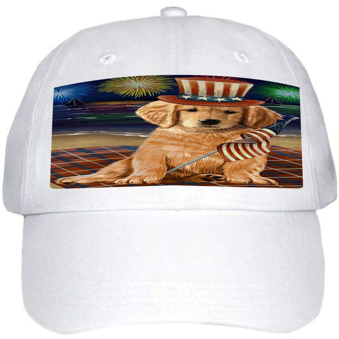 4th of July Independence Day Firework Golden Retriever Dog Ball Hat Cap HAT50466