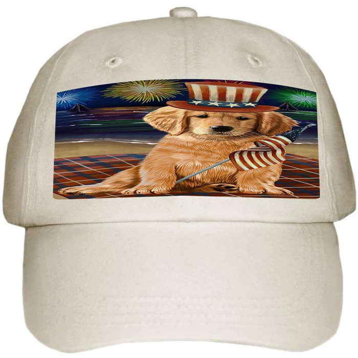 4th of July Independence Day Firework Golden Retriever Dog Ball Hat Cap HAT50466