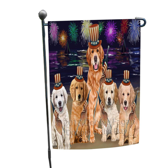 4th of July Independence Day Firework Golden Retrievers Dog Garden Flag GFLG48819