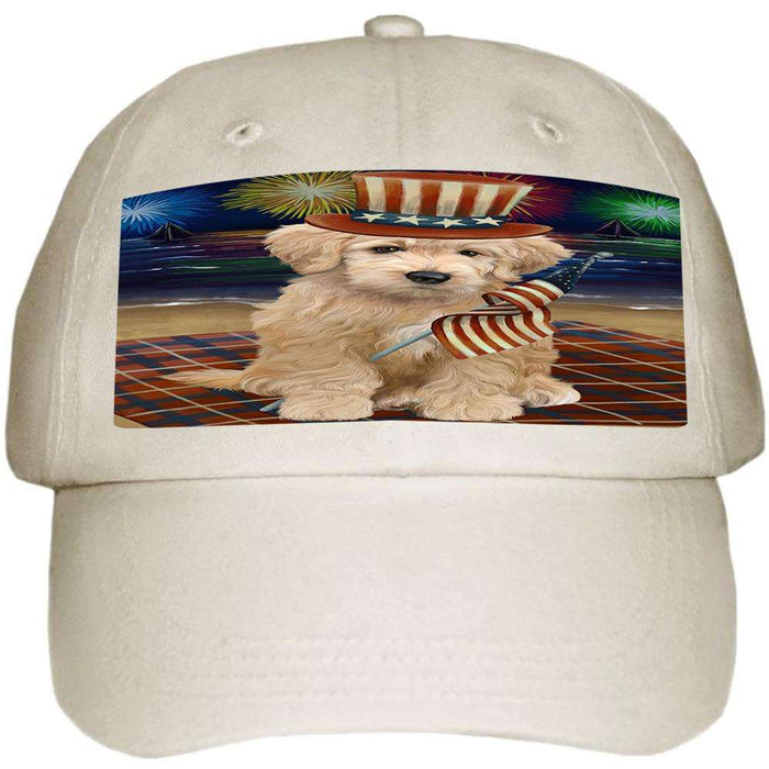 4th of July Independence Day Firework Goldendoodle Dog Ball Hat Cap HAT60012