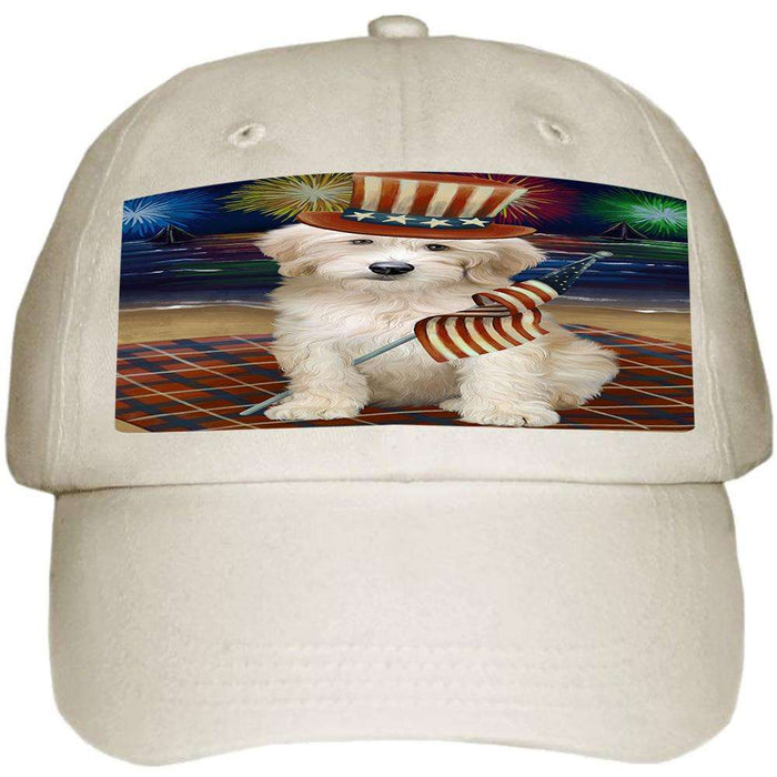 4th of July Independence Day Firework Goldendoodle Dog Ball Hat Cap HAT60015