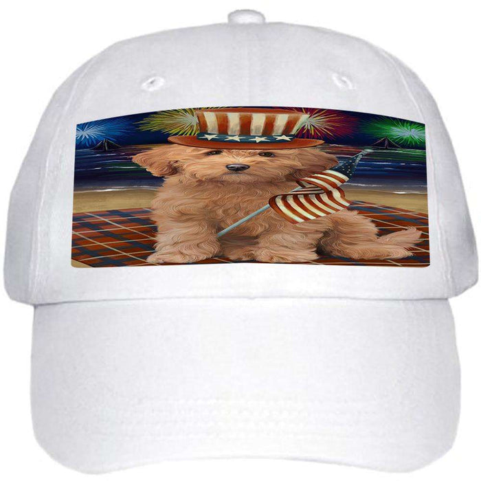 4th of July Independence Day Firework Goldendoodle Dog Ball Hat Cap HAT60018