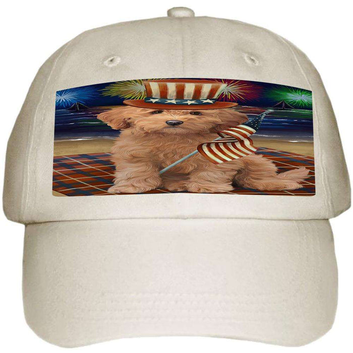 4th of July Independence Day Firework Goldendoodle Dog Ball Hat Cap HAT60018