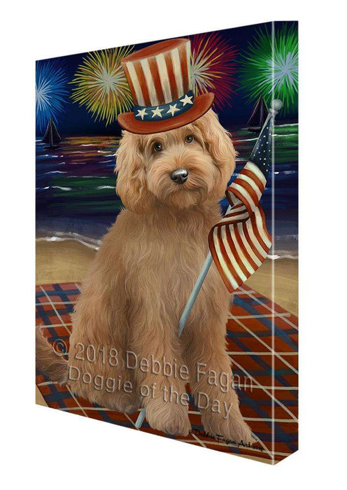 4th of July Independence Day Firework Goldendoodle Dog Canvas Print Wall Art Décor CVS85616