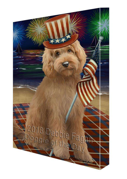 4th of July Independence Day Firework Goldendoodle Dog Canvas Print Wall Art Décor CVS88658