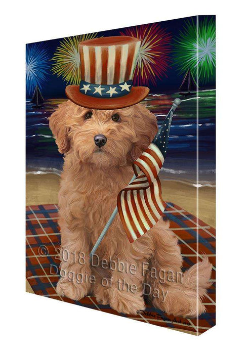 4th of July Independence Day Firework Goldendoodle Dog Canvas Print Wall Art Décor CVS88694