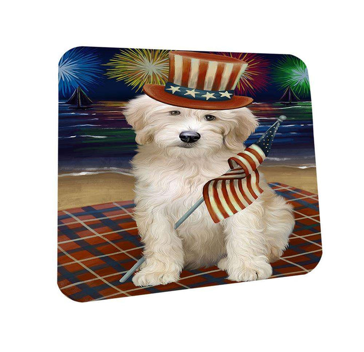 4th of July Independence Day Firework Goldendoodle Dog Coasters Set of 4 CST52001