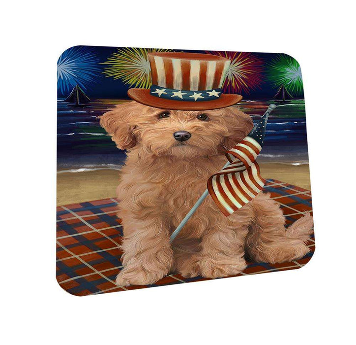 4th of July Independence Day Firework Goldendoodle Dog Coasters Set of 4 CST52002