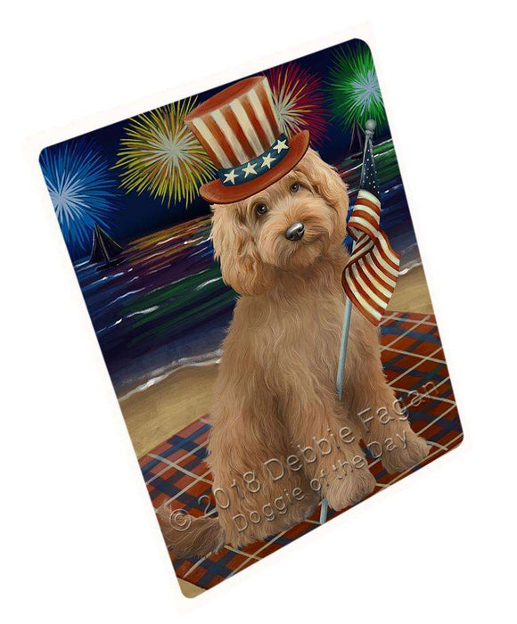 4th of July Independence Day Firework Goldendoodle Dog Cutting Board C60366