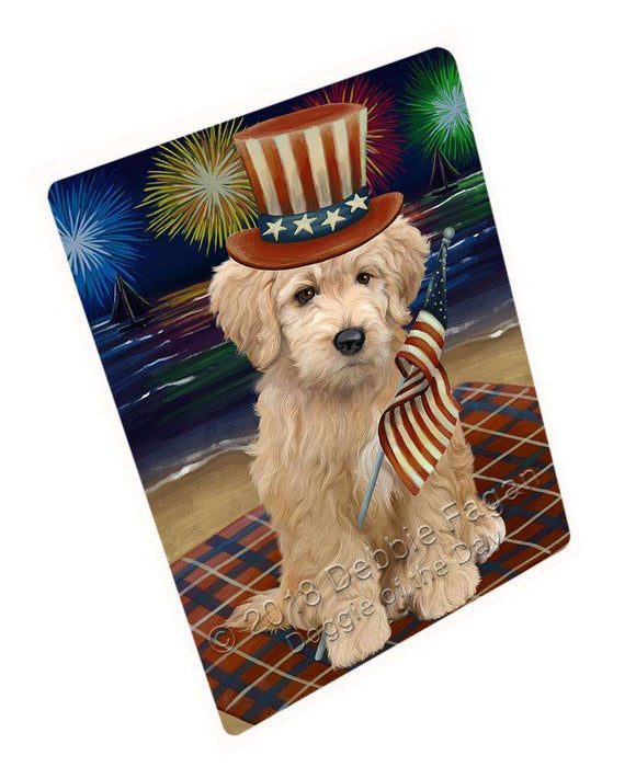 4th of July Independence Day Firework Goldendoodle Dog Cutting Board C60372