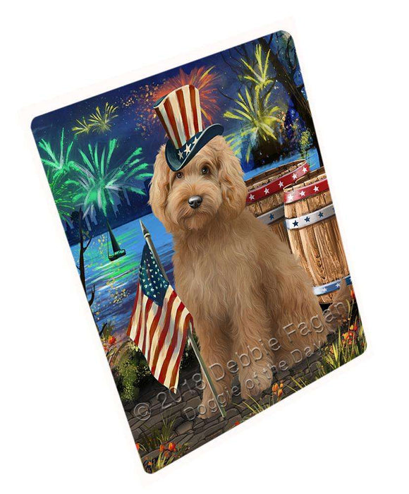 4th of July Independence Day Firework Goldendoodle Dog Cutting Board C66585